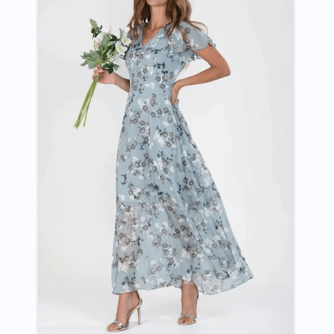 Leodessa - Rochie Maxi cu Flori Femei Invitat Nuntă