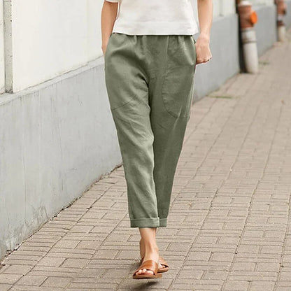 Ember - Pantaloni largi din in și bumbac