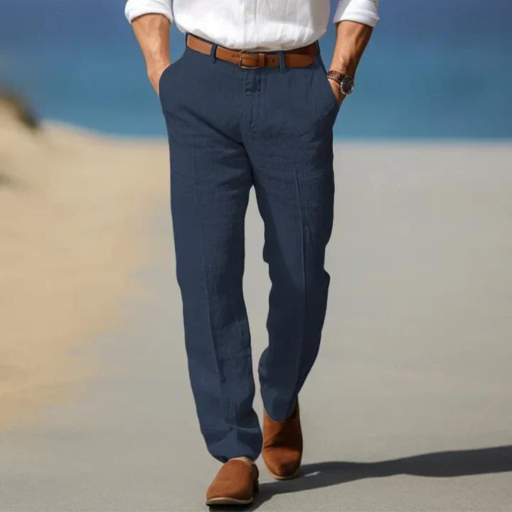 Santi - Pantaloni din In Ușori pentru Zile Fierbinți