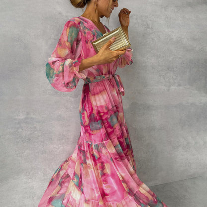 Alora - Rochie Maxi cu Flori pentru Femei