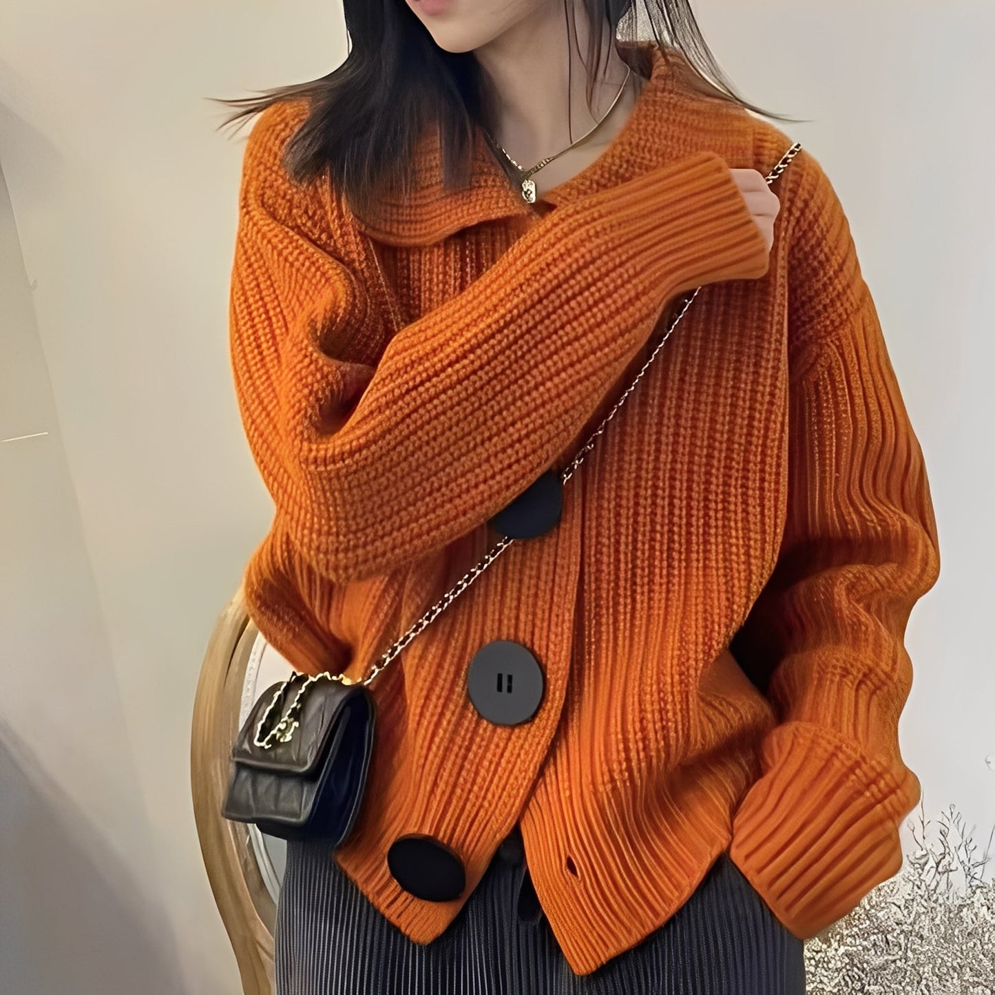 Alannah - Cardigan la modă cu nasturi mari pentru femei