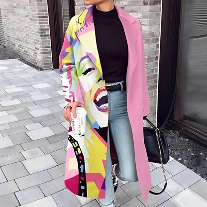 Kelsea - Manta stil Catwalk cu print pentru dame