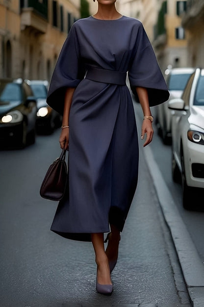 Nicole - Elegantă rochie midi cu mâneci lanternă pentru femei