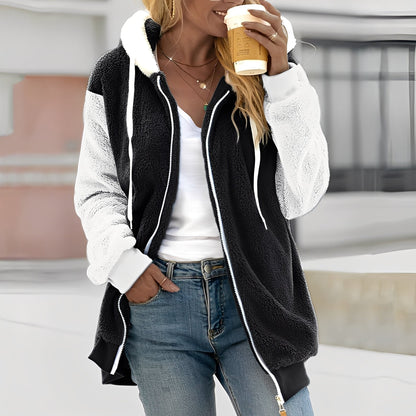 Rheanna - Jachetă caldă din polar cu glugă pentru femei