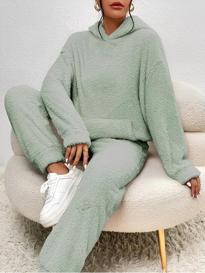 Hailie - Simplu, confortabil set din fleece cu glugă pentru femei