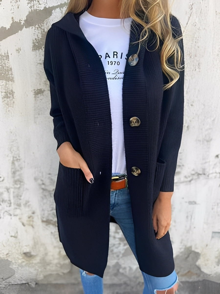 Kimmie - Cardigan lung lejer cu glugă pentru femei