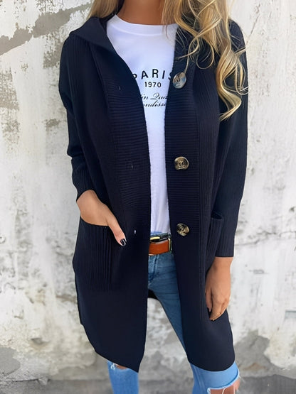 Kimmie - Cardigan lung lejer cu glugă pentru femei