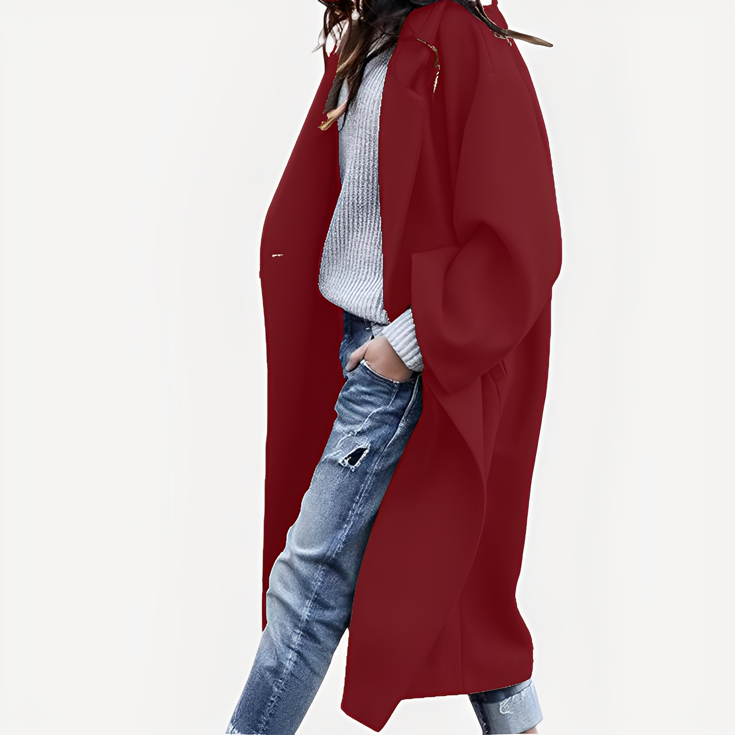 Camellia - Manta lungă de lână lejeră pentru femei