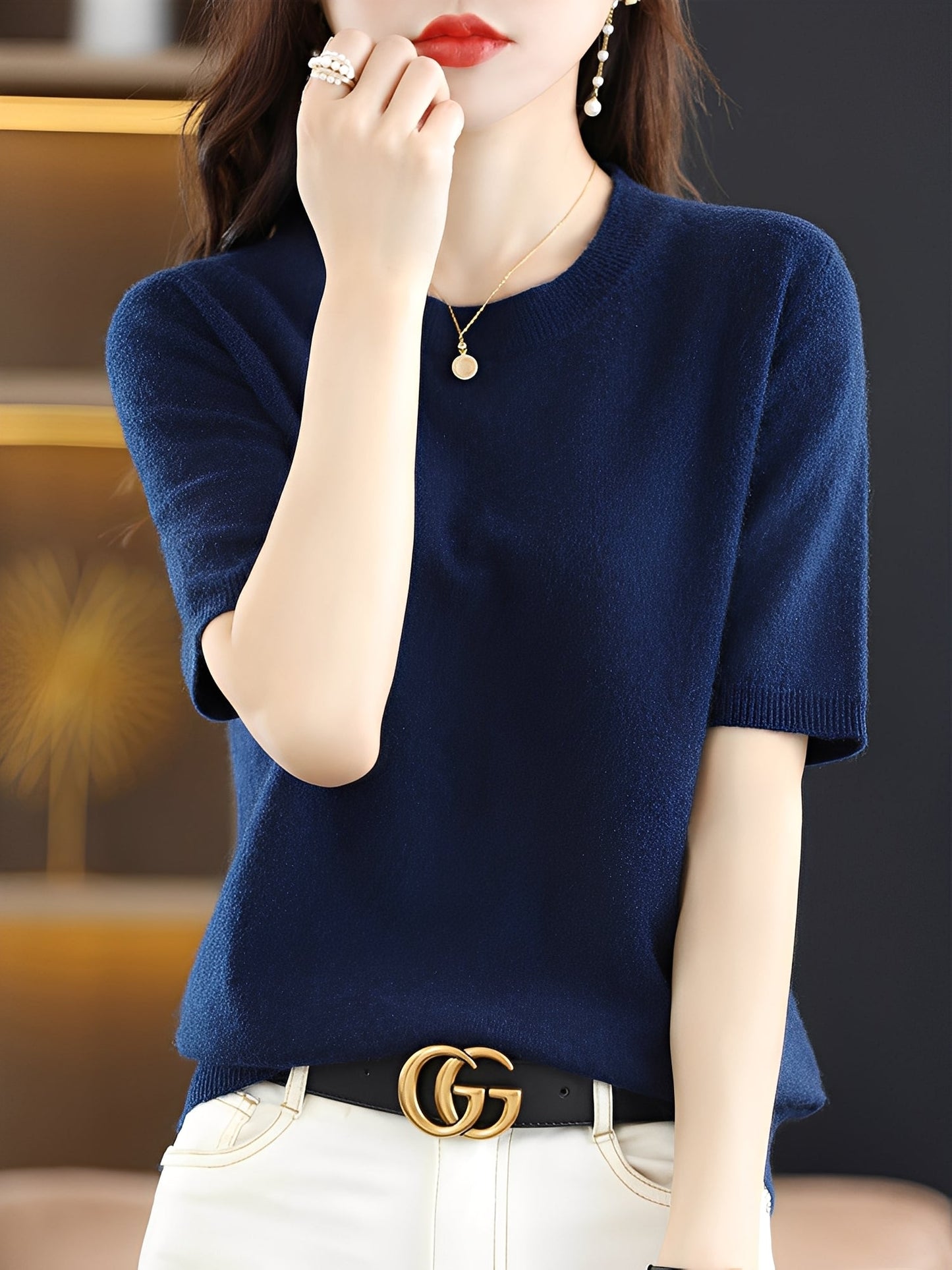 Blandine - Pulover de damă cu mâneci scurte