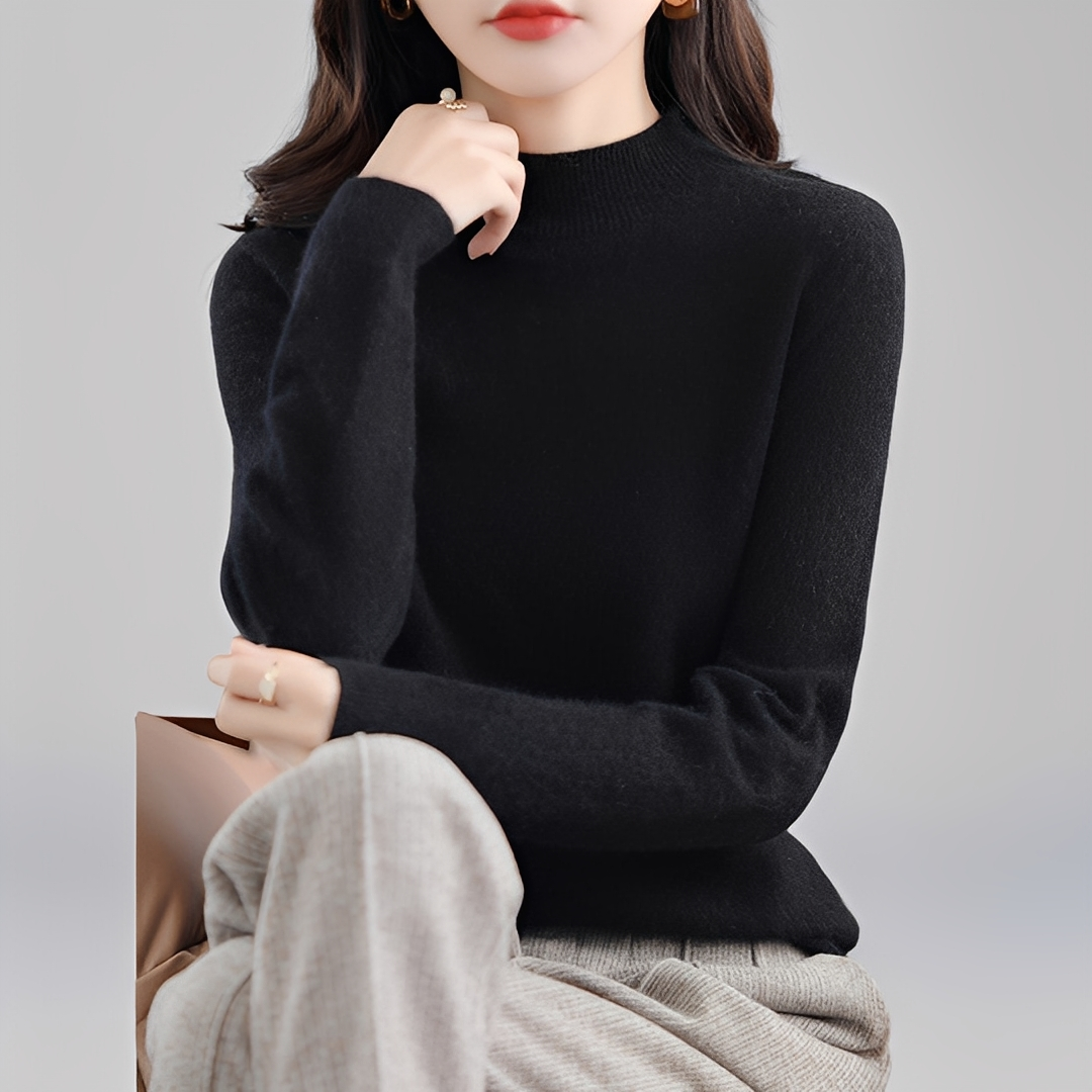 Chrystellene - Pulover confortabil din cașmir cu guler înalt pentru femei