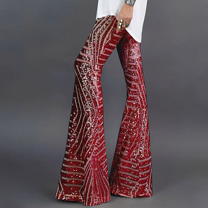 Charlita - Pantalon evazat cu paiete, elegant, pentru femei