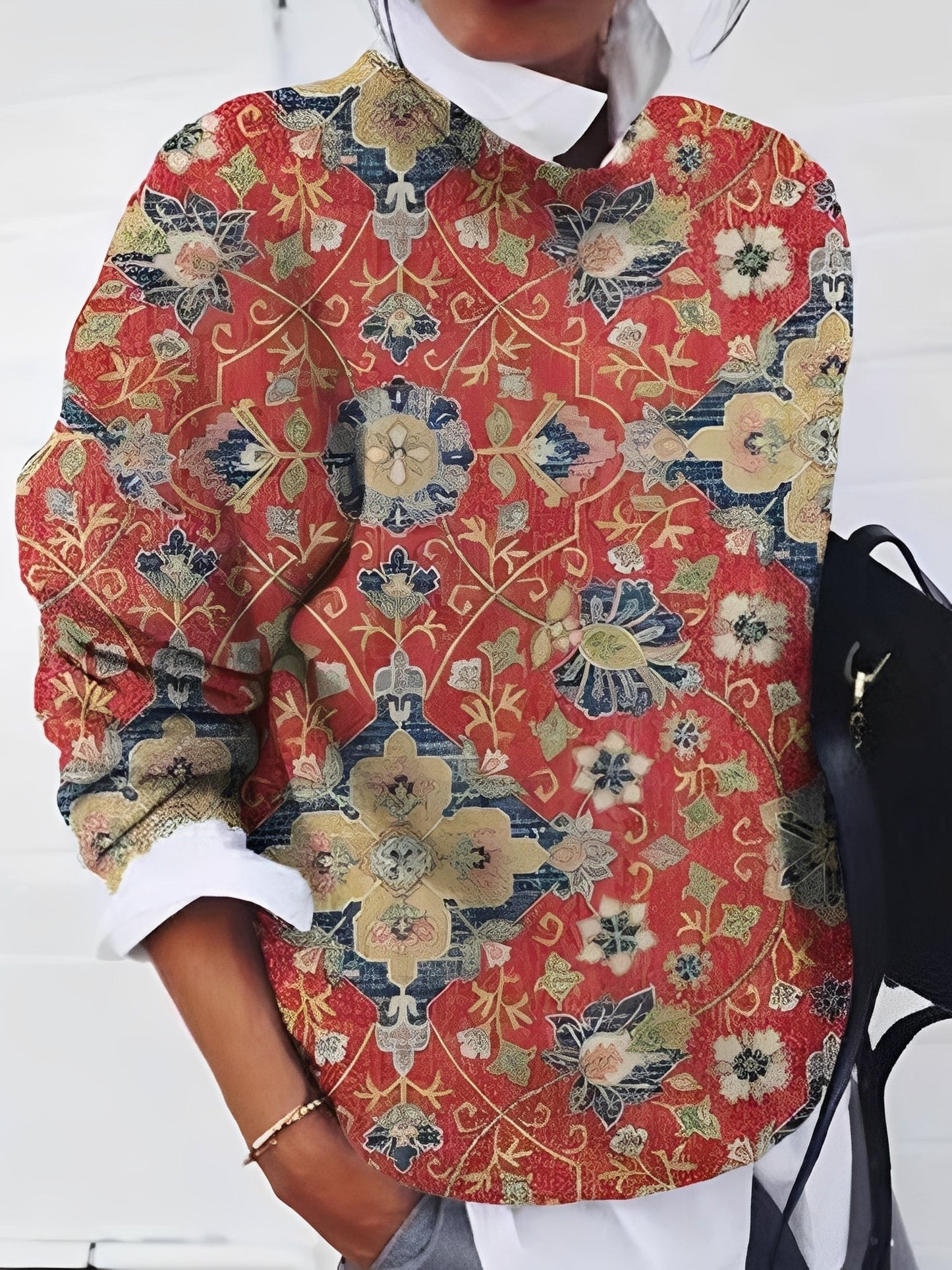 Jamie - Pulover stilat cu model floral pentru dame