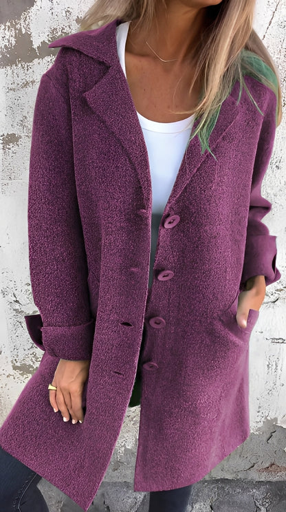 Meridith - Palton lung stilat cu guler revers pentru femei