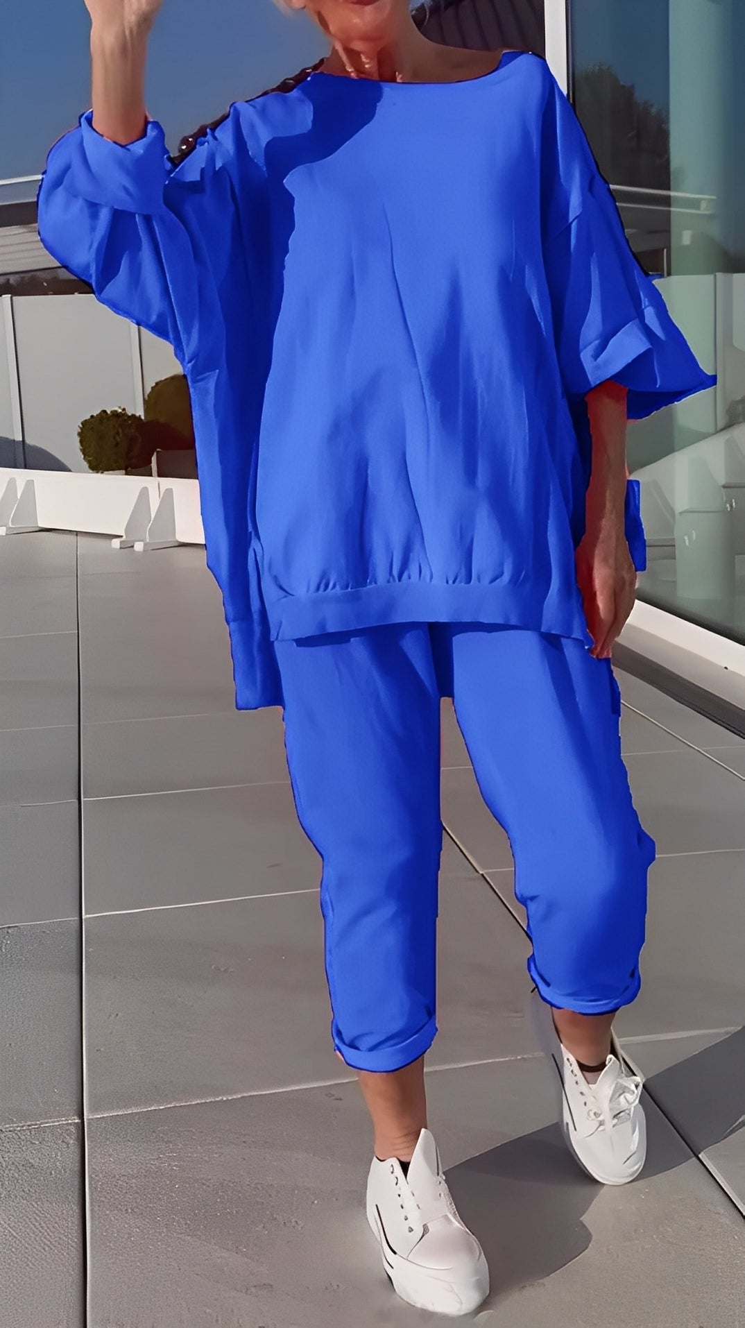 Eleanore - Set lejer din tricou slab și pantaloni pentru femei