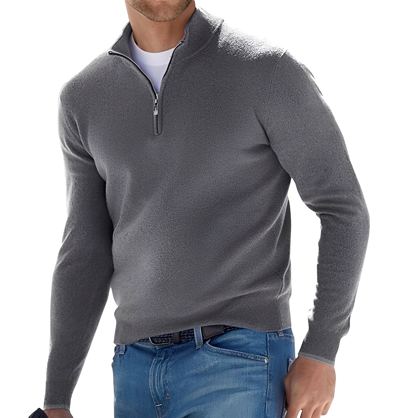 Eliott - Pulover cashmere cu fermoar pentru bărbați