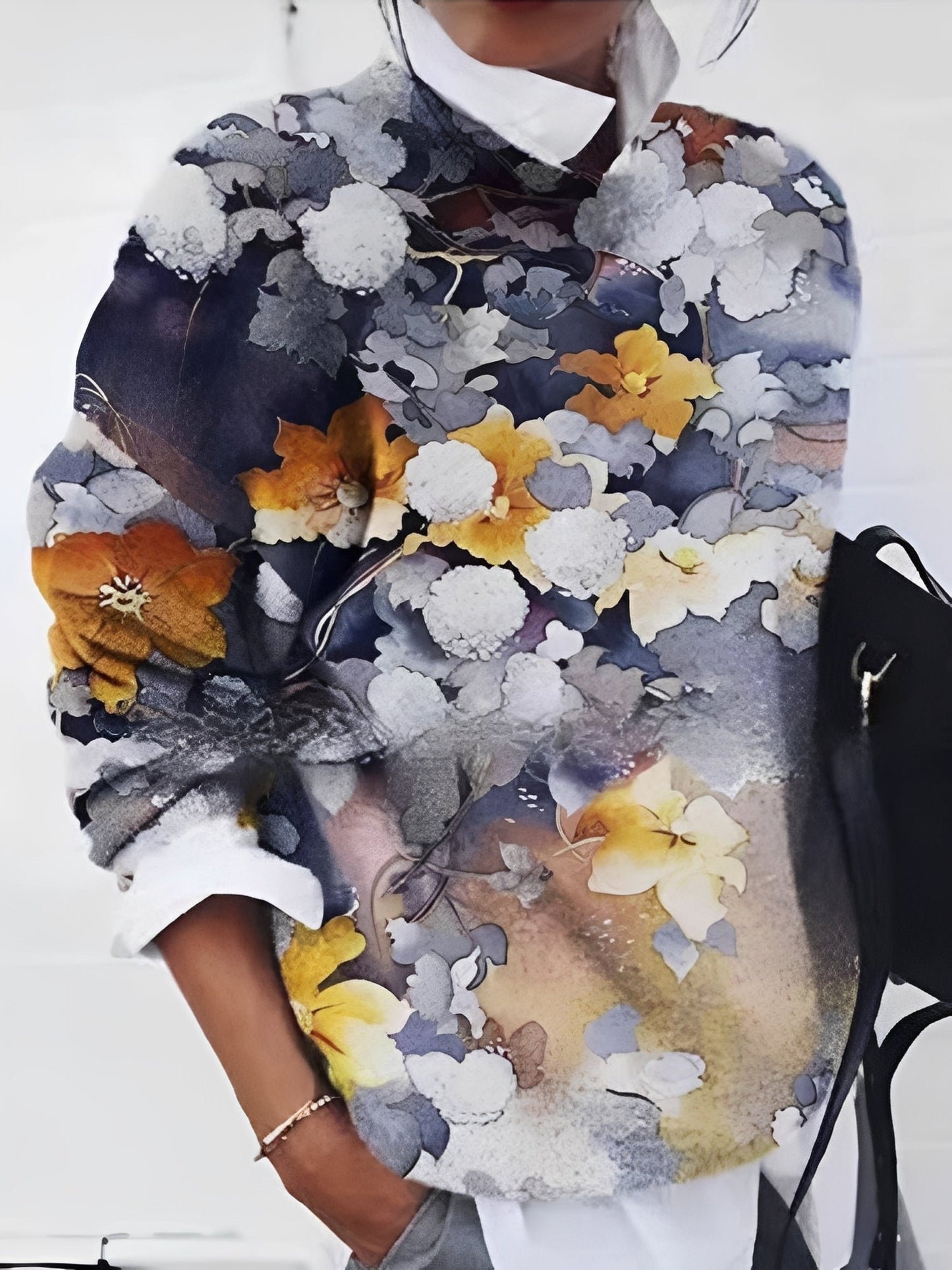 Jamie - Pulover stilat cu model floral pentru dame