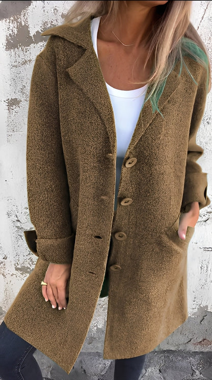 Meridith - Palton lung stilat cu guler revers pentru femei