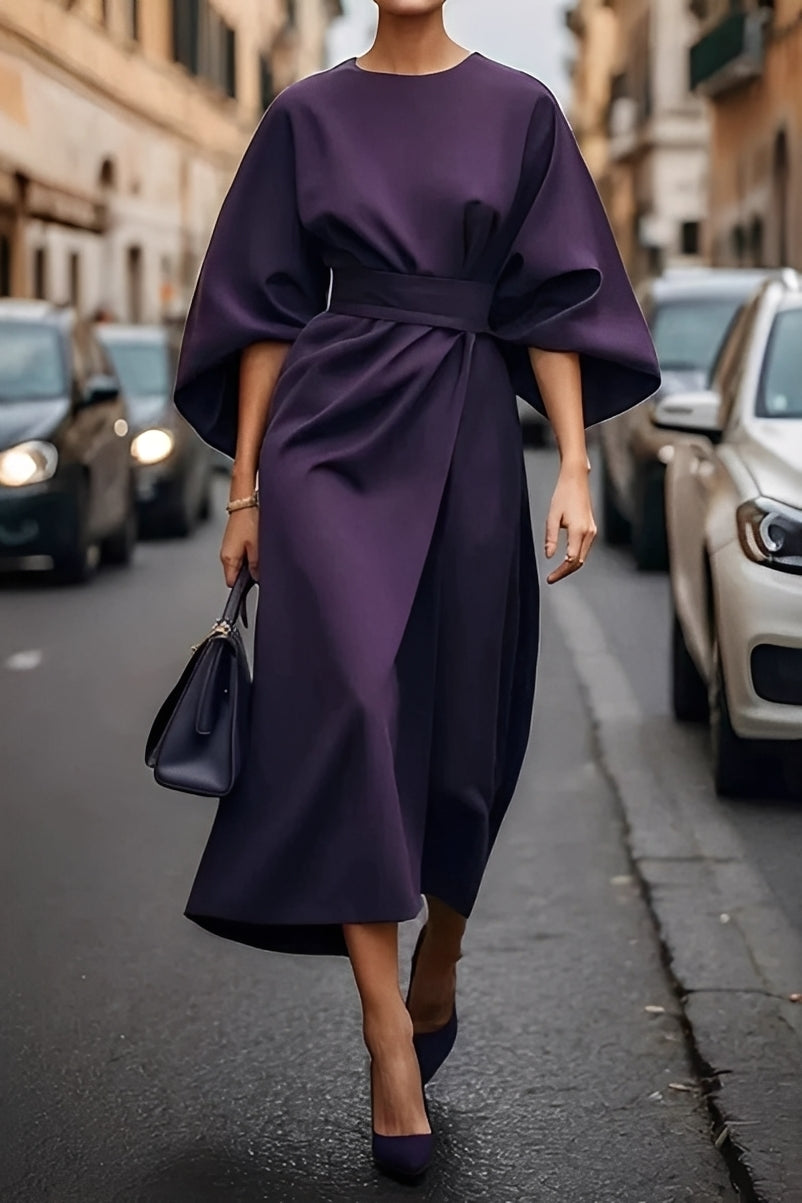 Nicole - Elegantă rochie midi cu mâneci lanternă pentru femei