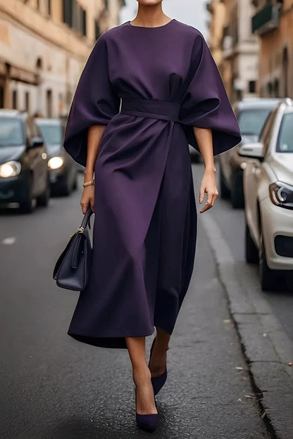 Nicole - Elegantă rochie midi cu mâneci lanternă pentru femei