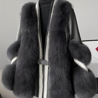 Alannis - Haină de blană elegantă Patchwork pentru femei