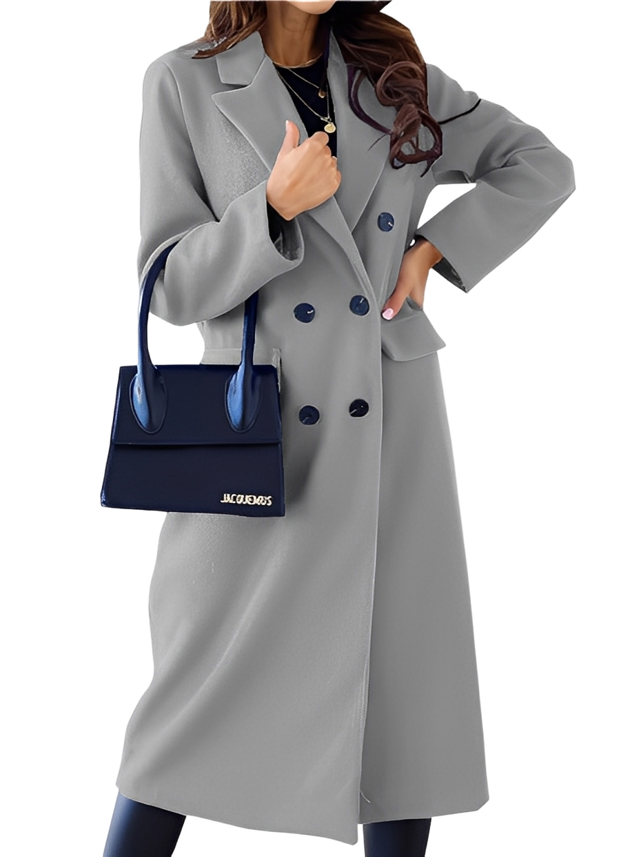 Jocelin - Manta elegantă, caldă, cu două rânduri de nasturi pentru femei