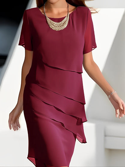 Carmel - Rochie elegantă din chiffon cu patchwork pentru femei