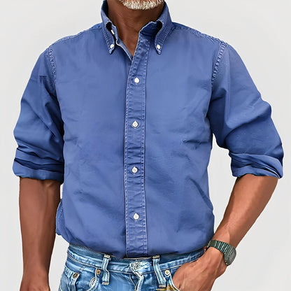 Ronald - Cămașă cu mânecă lungă cu rever retro pentru bărbați