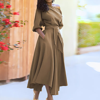 Dahlia - Rochie elegantă fără umeri cu curea pentru femei
