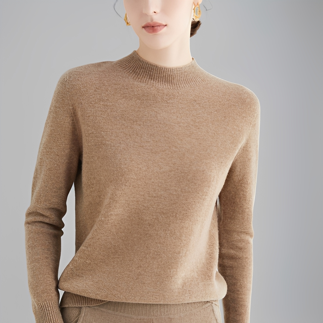 Chrystellene - Pulover confortabil din cașmir cu guler înalt pentru femei