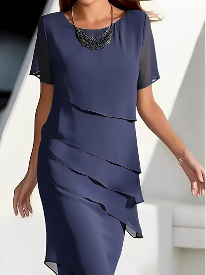 Carmel - Rochie elegantă din chiffon cu patchwork pentru femei