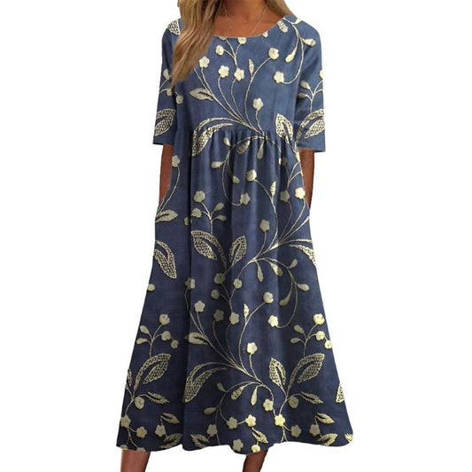 Margaux – Rochie midi elegantă cu broderie florală