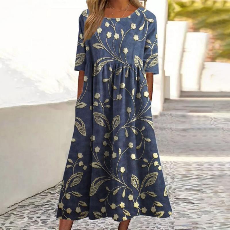 Margaux – Rochie midi elegantă cu broderie florală