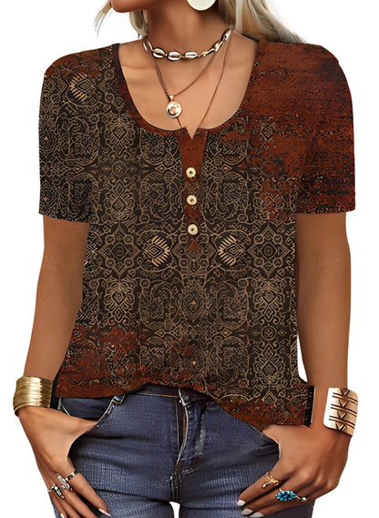 Charlee - Bluza Boho lejeră cu decolteu în V pentru femei