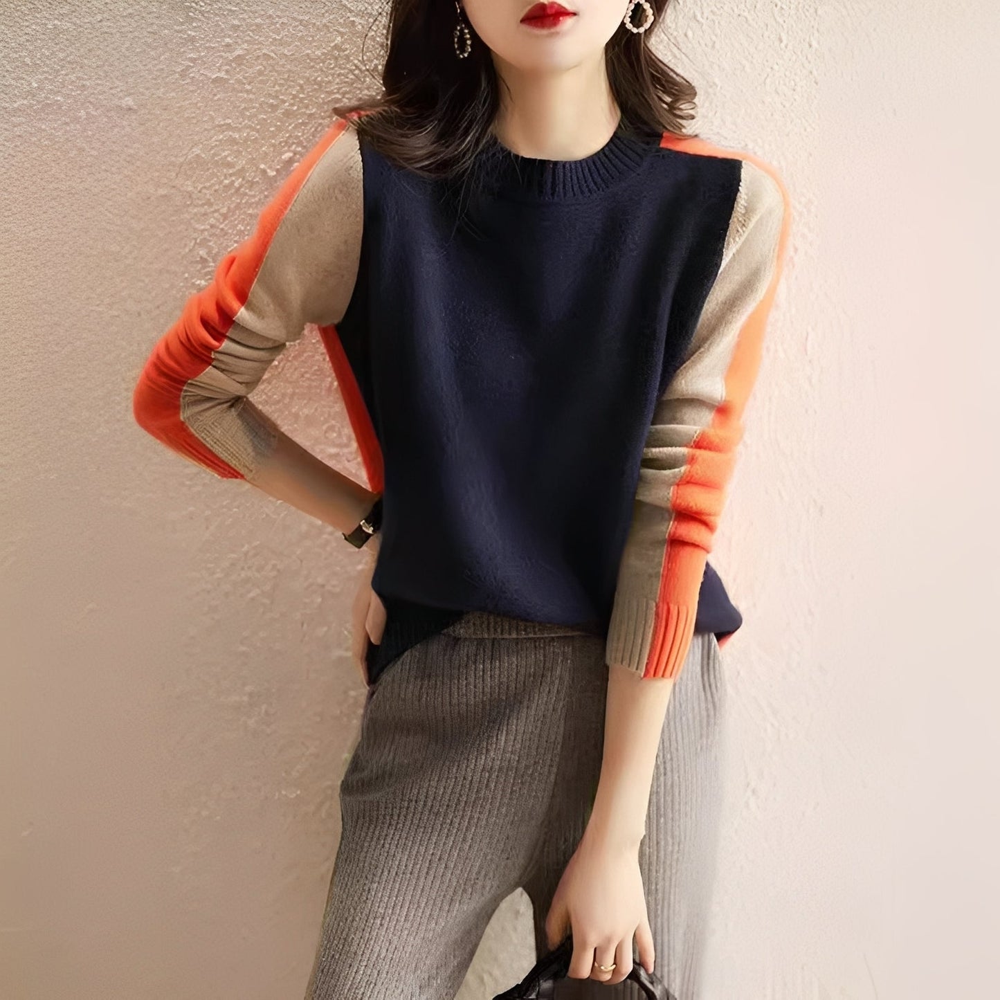 Allie - Pulover stilat cu dungi pentru femei