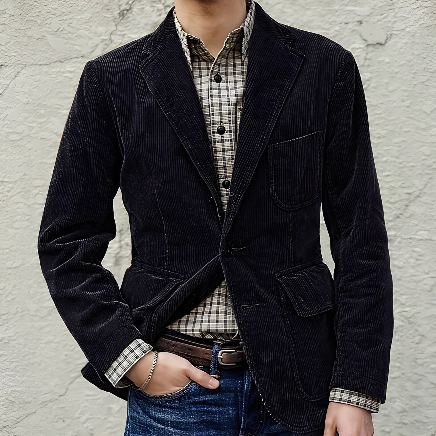 Dalton - Jachetă din lână casuală cu buzunare pentru bărbați