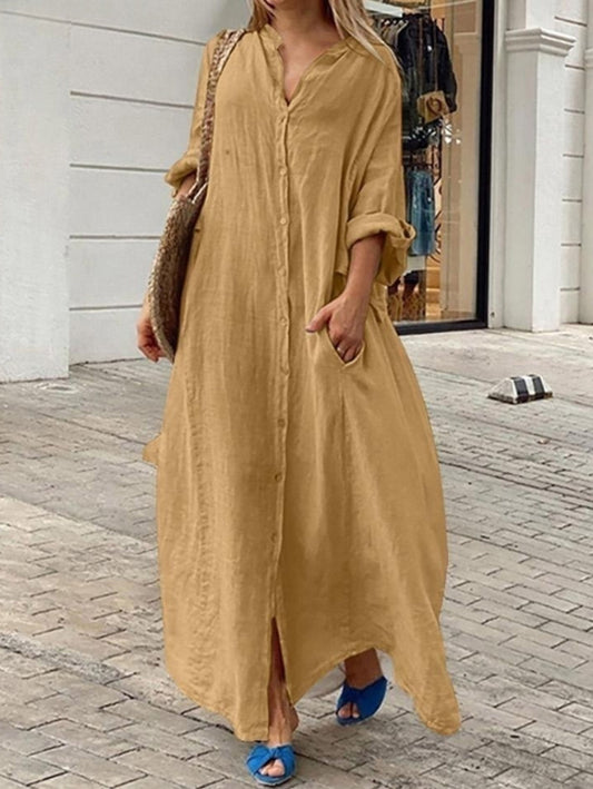 Carly - Rochie Relaxată cu Mâneci Lungi