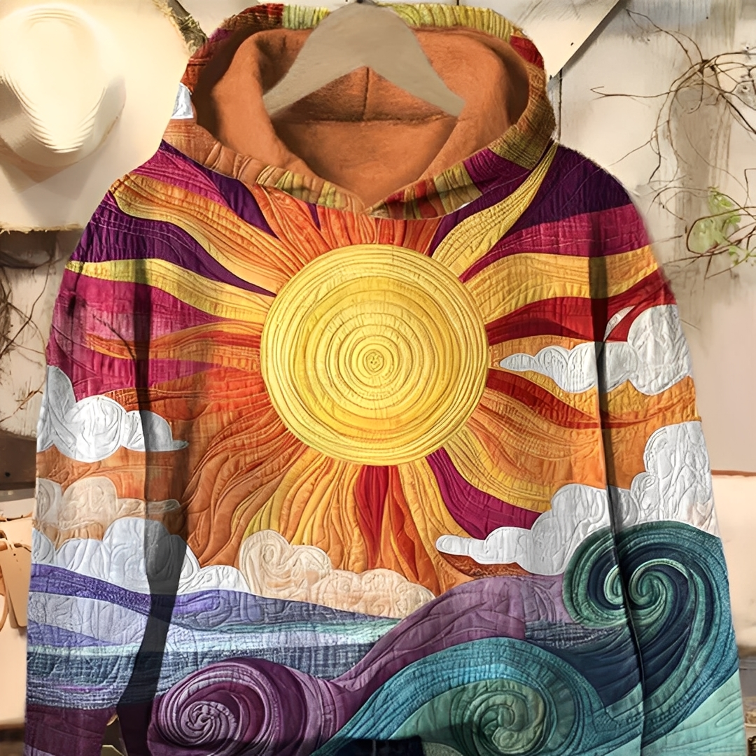 Vérène - Hanorac cu glugă cu imprimeu vintage pentru doamne