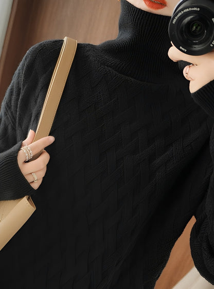 Stacey - Pulover cu guler înalt structurat stil elegant pentru femei