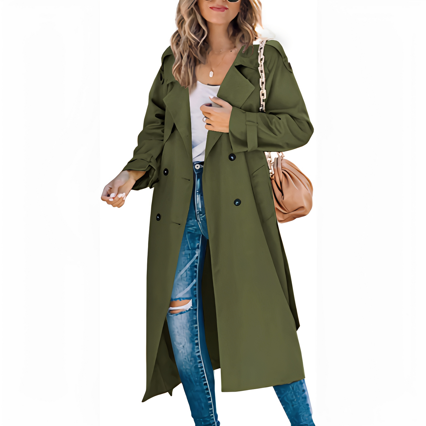 Jodie - Stilou lung trench-coat dublu pentru dame