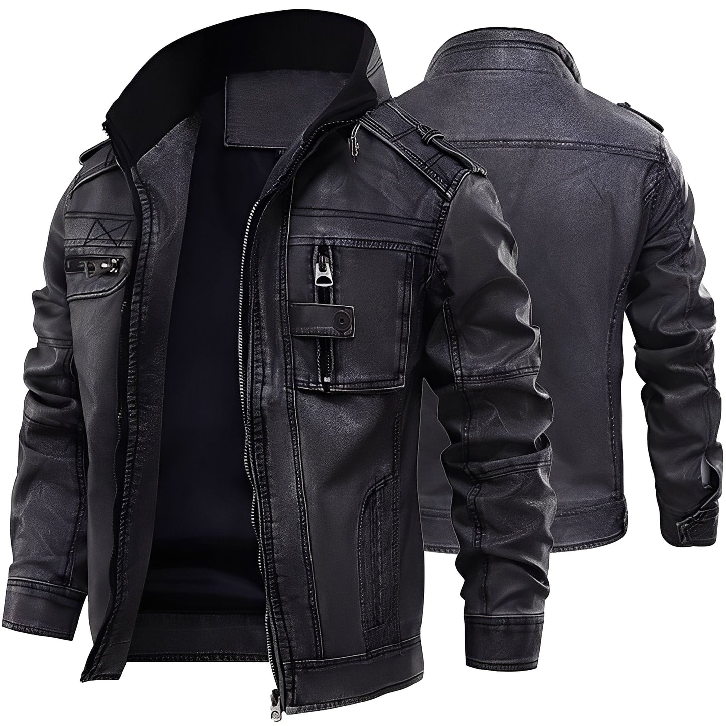 Kevin - Jachetă clasică din piele cu buzunare pentru bărbați