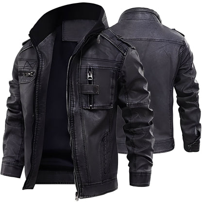 Kevin - Jachetă clasică din piele cu buzunare pentru bărbați