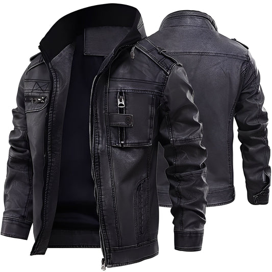 Kevin - Jachetă clasică din piele cu buzunare pentru bărbați