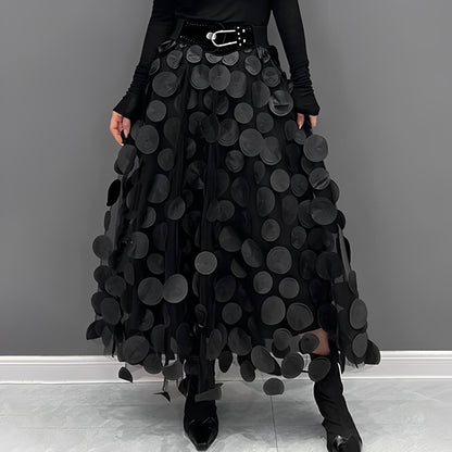 Haylee - Fustă midi elegantă din mesh pentru femei