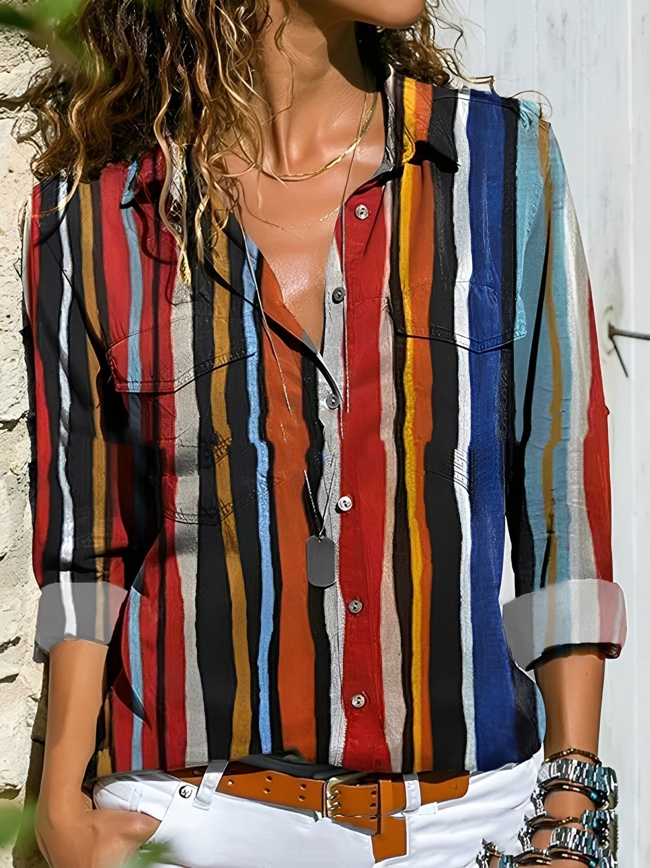 Santana - Cămașă stilată cu imprimare abstractă pentru femei