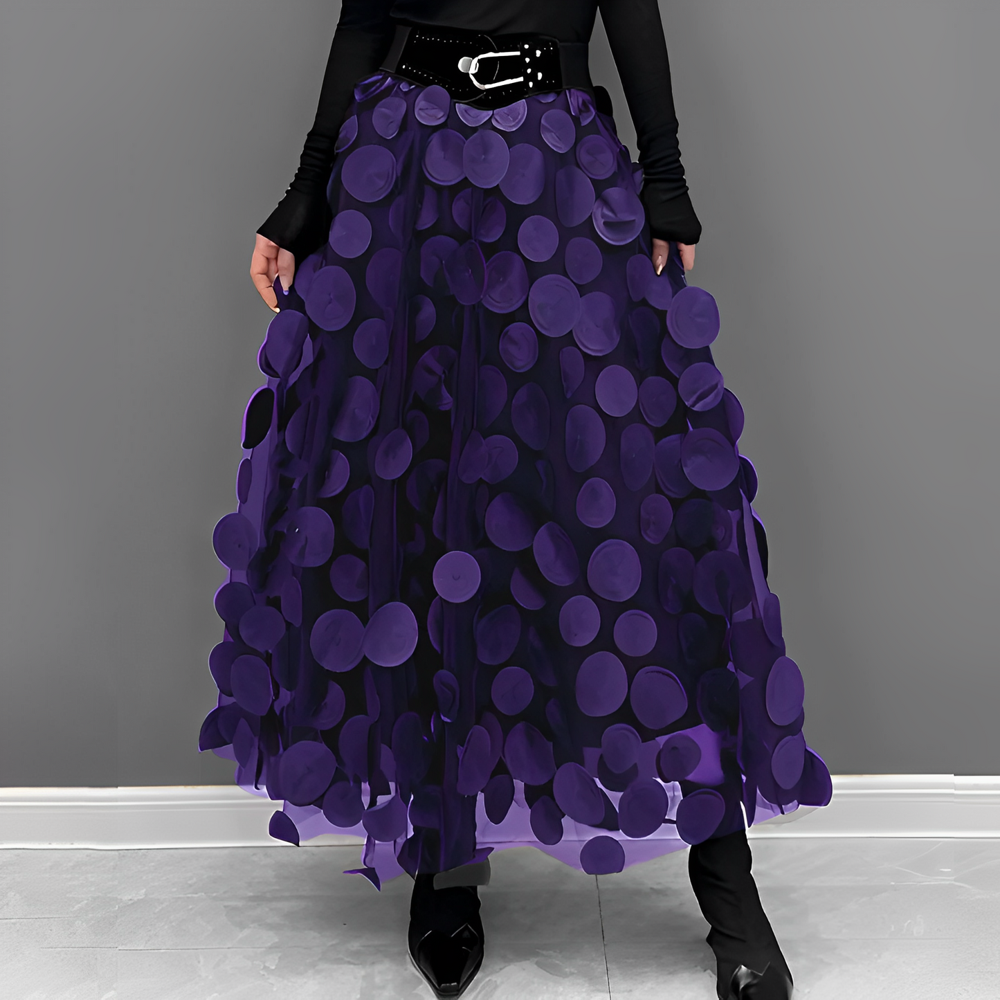 Haylee - Fustă midi elegantă din mesh pentru femei