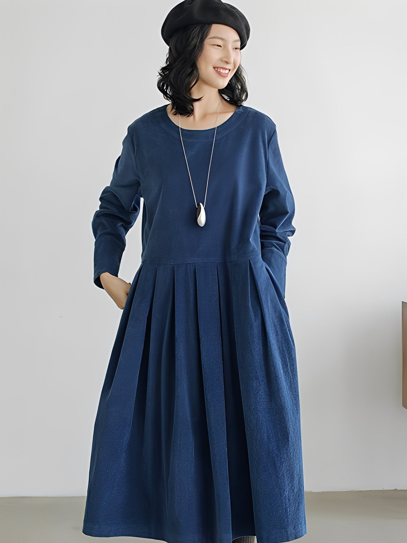 Shyanne - Rochie casual, lejeră din cord cu buzunare pentru femei