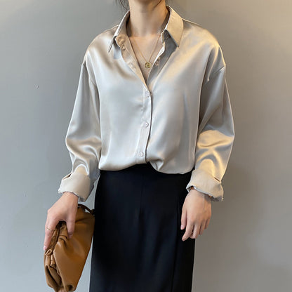 Briana - Elegantă bluză din satin și mătase cu nasturi pentru dame