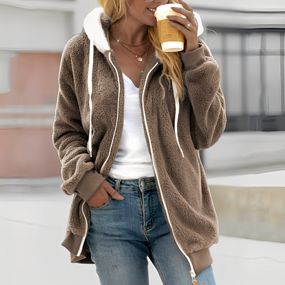 Rheanna - Jachetă caldă din polar cu glugă pentru femei