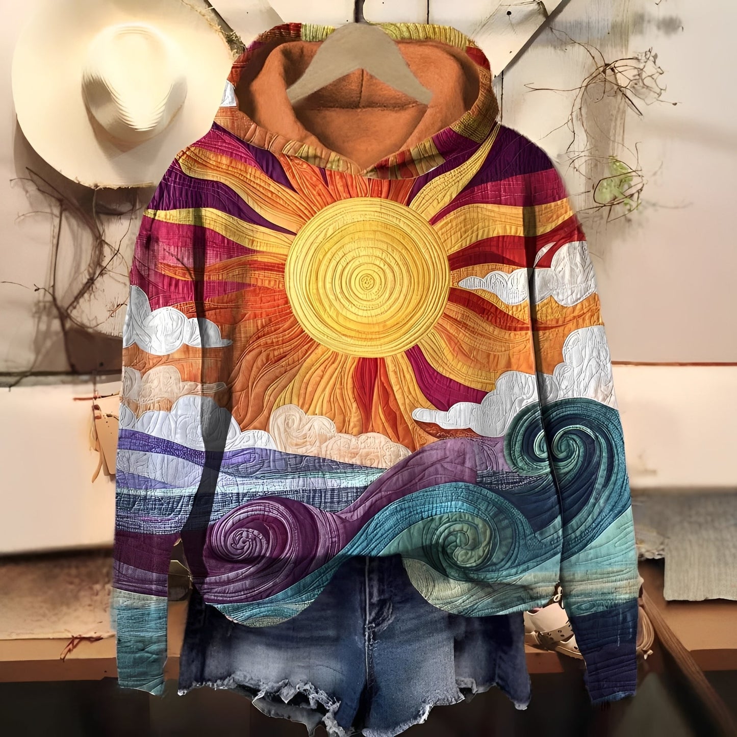 Séraphine - hanorac cu glugă imprimat digital pentru femei