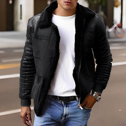 Tommy - Jachetă modernă cu guler din blană artificială pentru bărbați